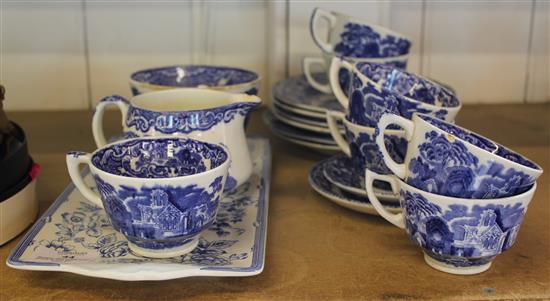 George Jones Abbey and other blue & white tea wares